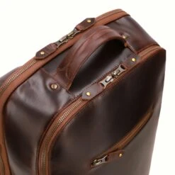 Leder Rucksack Leon - Braun / Dots -Reiseaufbewahrung 1051508 1120LEO016DOT4