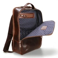 Leder Rucksack Leon - Braun / Dots -Reiseaufbewahrung 1051508 1120LEO016DOT6